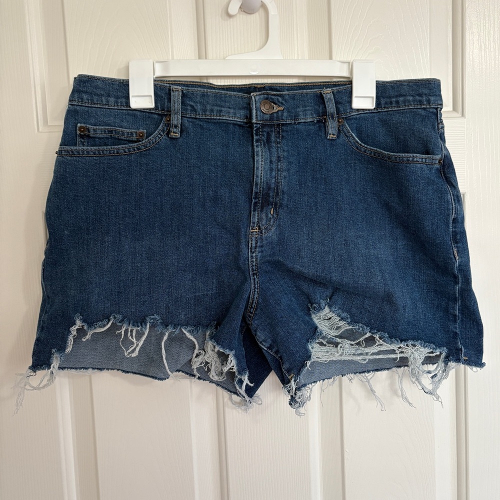 Calvin Klein Blue Distressed Jean Shorts